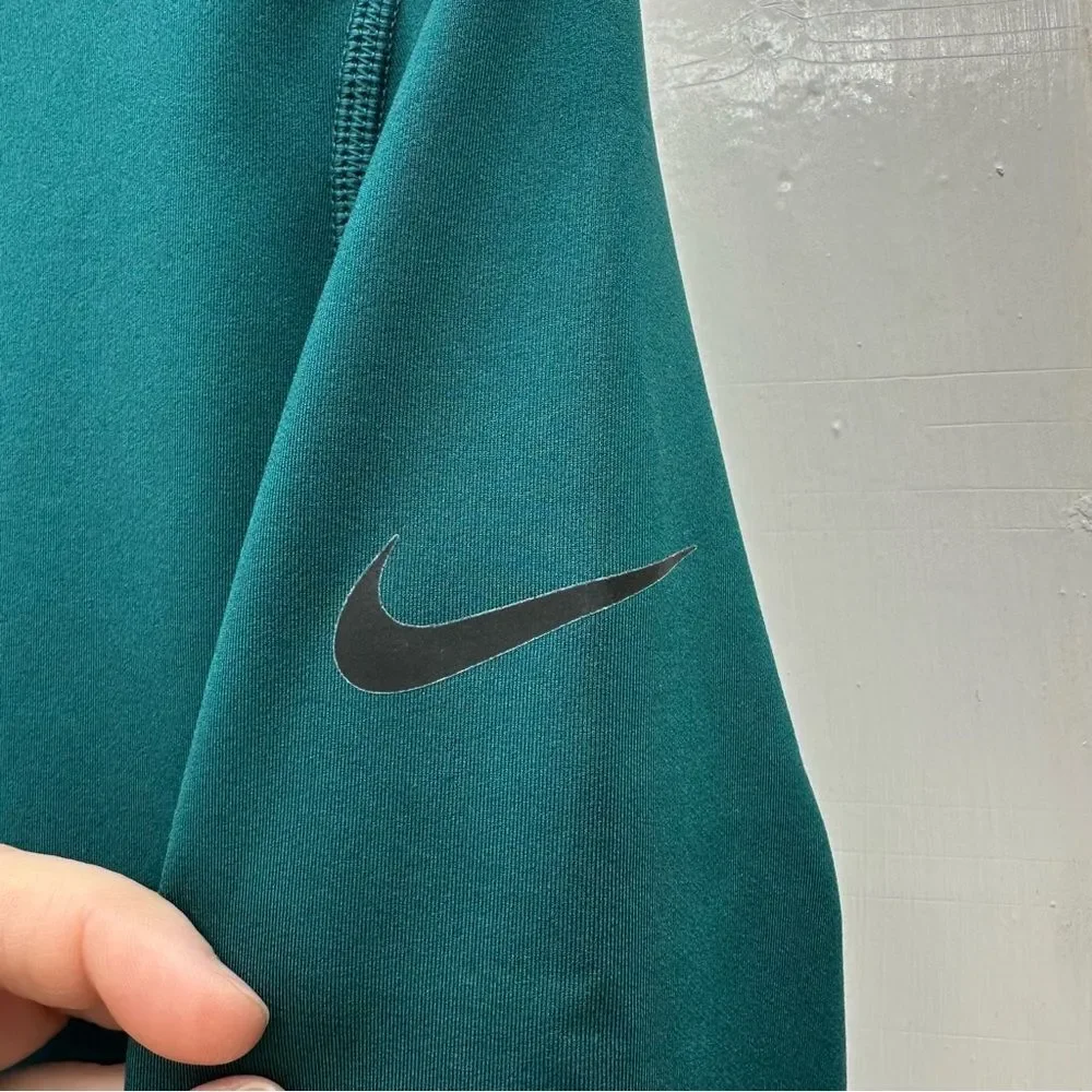 Nike Pro 1/4 zip long sleeve deep turquoise athletic running shirt women's large